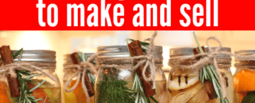Mason Jar Crafts to Make and Sell! These easy DIY mason jar crafts are great for beginners to make extra money selling at craft fairs during the Christmas season. This includes simmering pot recipes AND free printable tags. Everything you need to start selling mason jar simmering pots TODAY! #makemoney #crafts #diy