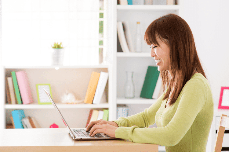 woman proofreading online